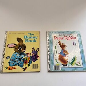 Lot of 2 Vintage Little Golden Books The Bunny Book and The Tale of Peter Rabbit